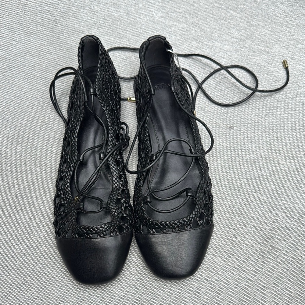 Alexandra Birman Elegant Black Woven Flats